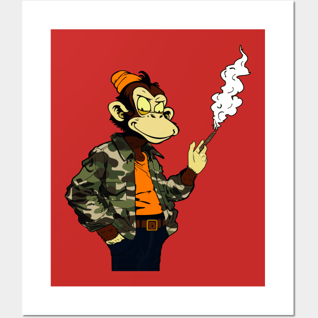 Monkey Smoking A Cigar Wall Art by Winningraphics